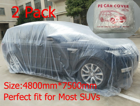 2 Pack Disposable Clear Plastic SUV Full Covers Dust Garage
