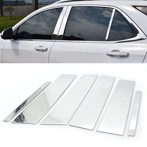Fit 2018-2020 Chevy Equinox Chrome Door Pillar Post Trim Covers