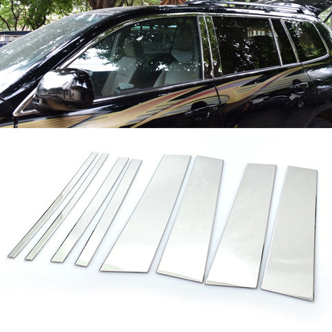 Fit Toyota Highlander Chrome Stainless Steel Door Pillar Post Trim Covers