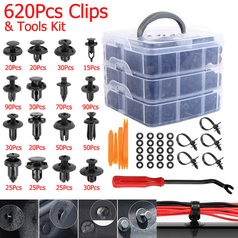 620Pcs 16 Size Fender Bumper Hood Retainer Clips Fit GM Ford